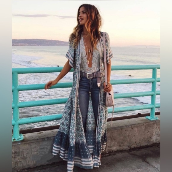 Spell & The Gypsy Free People Oracle gown green Maxi Dress lurex rayon med Rare - Picture 4 of 10